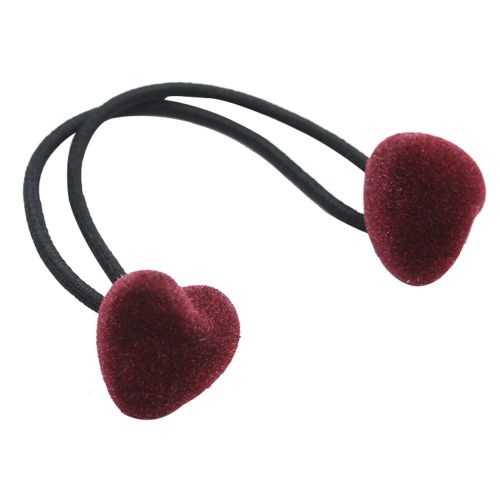 Elastiques A Cheveux Elegants Pour Femmes, Joli Pendentif, Accessoire Pour Cheveux (Vin Rouge Amour)