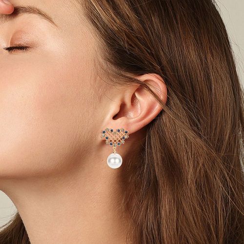 1 Paire De Boucles D'oreilles En Forme De Cour Pour Femme, Pendentif En Fausse Perle, Bijoux Cadeau (B)