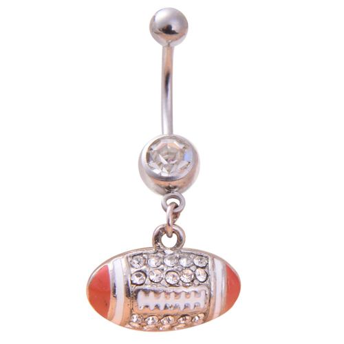 1 Piercing Corporel En Acier Inoxydable Avec Strass Et Pendentif Rugby