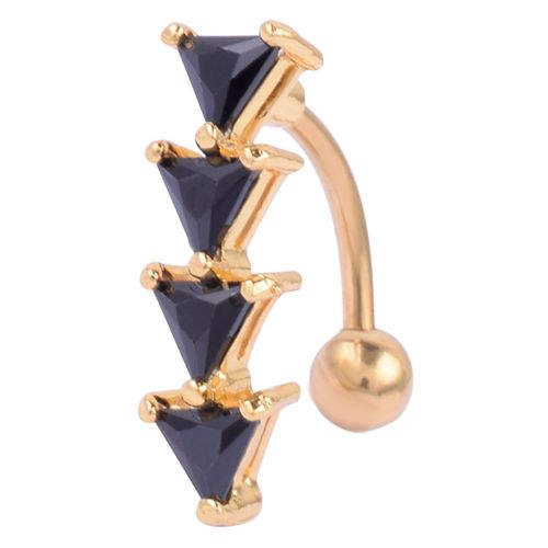 Piercing De Nombril En Acier Inoxydable Pour Femme, Triangle Inverse (Zircon Noir)