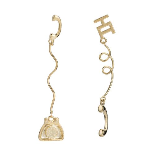 Pendentif Decoratif En Fil De Telephone, Boucles D'oreilles Pendantes, Cadeau (Or)