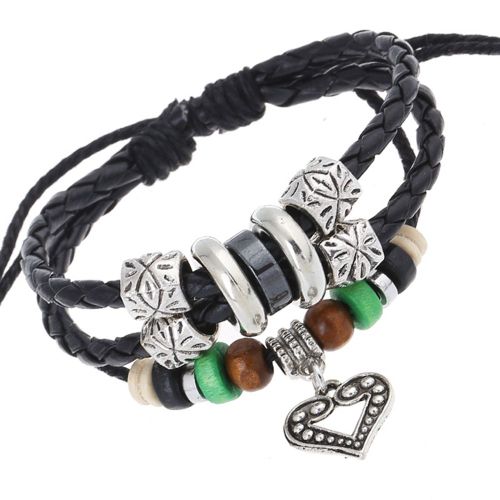 Bracelet En Alliage Multicouches Fait Main Pour Hommes Et Femmes, Unisexe, Pendentif En Forme De Cour, Bijoux