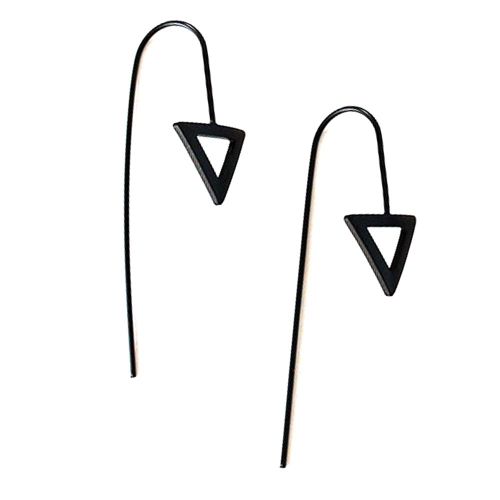 Boucles D'oreilles Geometriques Tendance Pour Femmes, Elegantes, Pendentifs (Triangle Noir)