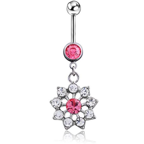 Piercing De Nombril En Acier Inoxydable Avec Pendentif Floral Tendance