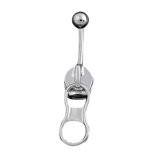 Piercing De Nombril En Alliage Tendance Avec Fermeture Eclair Et Haltere En Acier Inoxydable