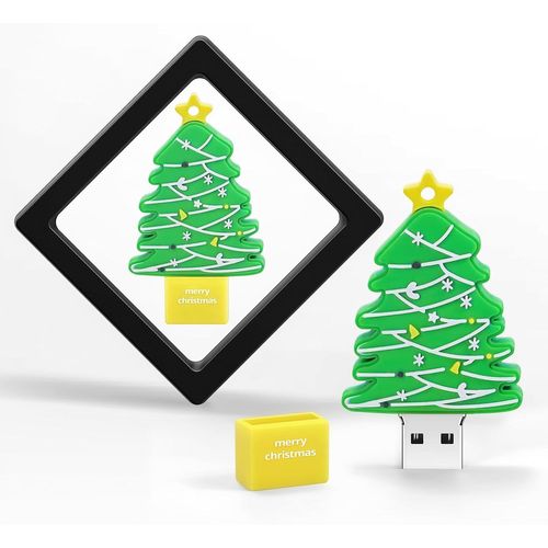 Clé USB 64GB,Clef USB 2.0 avec Boîte Cadeau,Design Arbre de Noël,pour PC/Laptop Backup