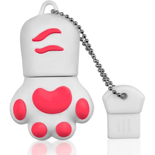 Clé USB 128Go,Clef USB 2.0 Pattes de Chat Flash Drive 128 Go Cartoon Lovely Mémoire Stick pour PC,Tablette,Cadeau (Blanc)