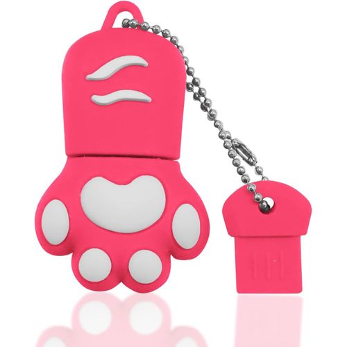 Clé USB 128Go,Cle USB 2.0 Cartoon Flash Drive Lovely 128Go Pattes de Chat Mémoire Stick pour Cadeau,PC,Tablette Stockage de données (Rose)