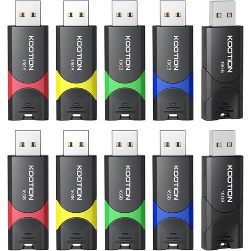 Lot de 10 clés USB 2.0 de 16 Go avec indicateur LED pour stockage de données et saut (16 Go,lot de 10,couleurs mixtes)