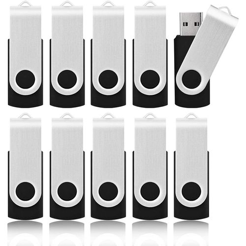 Lot Cle USB 16 Go Pas Cher Clé USB 2.0 en Lot de 10 Stockage Externe Mémoire Porte Clé pour PC,TV,Ipad,Voiture,Lecteur,Xboxone(16 Go,Noir)