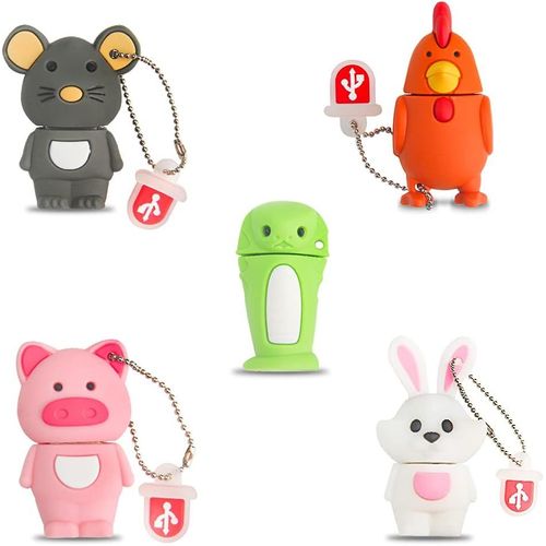 Clé USB 16Go*5,Flash Drive USB Dessin Animé Animal Machine à Coudre Mignon Idéal Cadeau pour Enfant Silicone(16Go*5¿Animal)