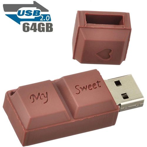 Clé USB 64Go Fantaisie Clef USB Chocolat 2.0 Flash Drive Stockage Mémoire Bon Cadeau