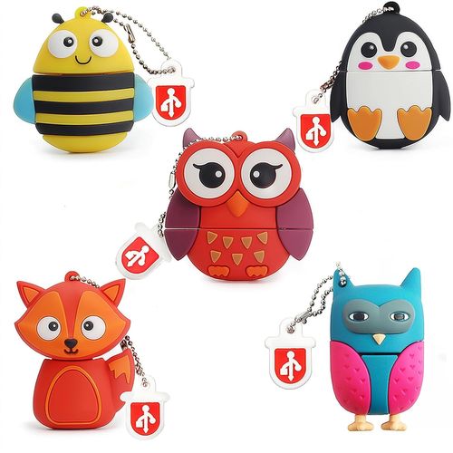 [Lot de 5] Clé USB 16GB U-Disk Mémoire Externe Ordinateur Silicone Animaux Mignons pour Enfants Etudiants Cadeau de Fin d'études (Animaux¿16GB*5pcs)