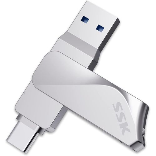 Cle USB 128Go Clé usb3.2 Haute Vitesse Clef USB-C 2 en 1 Métal Flash Drive jusqu'à 200Mo/s,OTG Double Cles USB-Stockage Imperméable Mémoire Stick Pen Drive pour Android Voiture PC tablettes