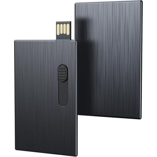 64Go Clé USB Style Carte de Crédit Mémoire Flash Drive Haute Vitesse Métal U Disk Noir USB Stick 2.0 Fantaisie Thumb Drive Externe Stockage pour Ordinateur Tablette PC