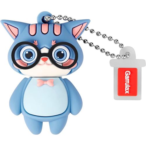 Clé USB 16 Go étanche en silicone USB 2.0 haute vitesse USB 2.0 avec stylo,stockage de la date,disque U (chat bleu)