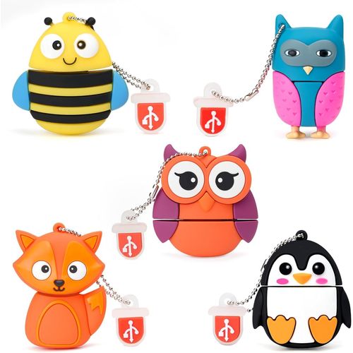Clé USB de 16 Go,Paquet de 5 Pièces,USB Mémoire Stick avec Motif Animal Mignon,Cadeau pour Étudiants et Enfants
