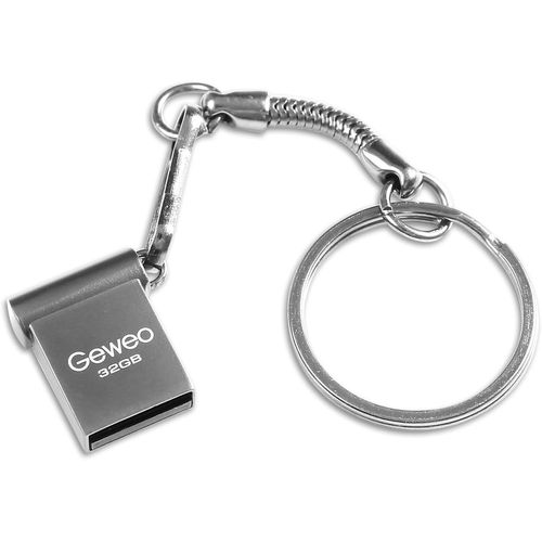 Clé USB 32Go 2.0,Métal Clé USB 32 Giga Mini Clef USB 32GO Imperméable USB 2.0 Pen Drive 32GB avec Crochet pour Ordinateur Portable/PC/Tablette etc (Gris)