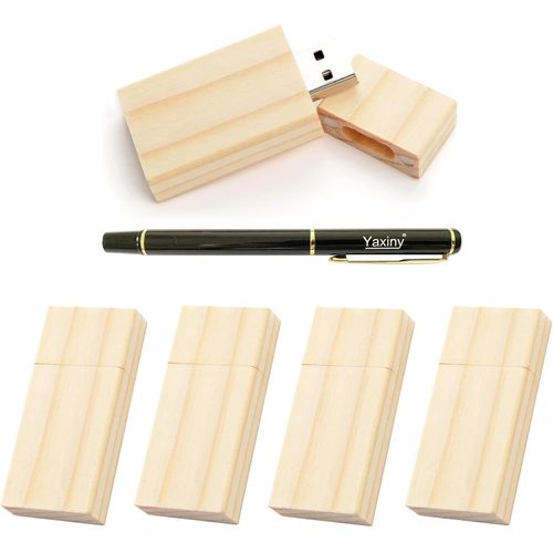 Lot de 5 clés USB 16 Go en bois d'érable 3.0 pour stockage de données