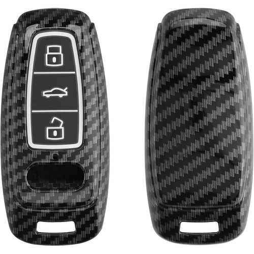 Accessoire Clé De Voiture Compatible Avec Audi A6 A7 A8 Q7 Q8 Keyless 3-Bouton-Coque De Protection Étui Souple En Plastique Avec Silicone À L'intérieur-Noir
