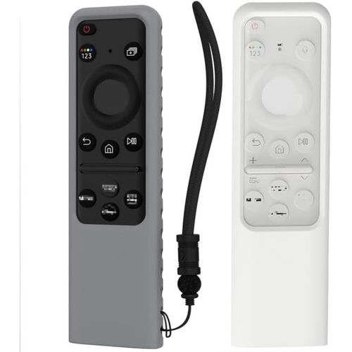 2 Pièces Coque Télécommande Pour Samsung 2023 Solarcell Tm2360E Bn59-01432J Bn59-01432A Coque Télécommande Pour Samsung Neo Qled Oled Tv Tm2361E Remote Cover Avec Cordon (Gris+Blanc)