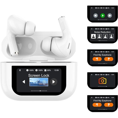 Wireless Bluetooth 5.4 Anc In-Ear Headphones With Noise Cancellation, Hifi Stereo, 20 Hours Playtime, Touch Screen Control, Deep Bass For Iphone/Android/Ios