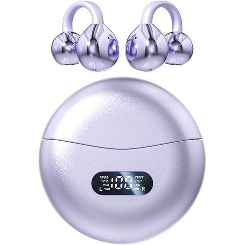 Bluetooth 5.4 Headphones For Sport, Immersive Bass, Ipx5 Waterproof, Digital Led Display, Open Type, Suitable For Sports, Fitness And Running (Colour) (Purple)