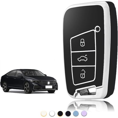 Coque Clé,Etui Cles Étui Clés Adapté Pour Vw Volkswagen Passat B8 Golf 7 Tiguan T-Cross Polo Cc Seat Leon Ibiza Skoda Superb Kodiaq,Couvre Clef Cache Cle Voiture Telécommande-Smart Key.[H495]