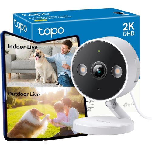 Tp-Link Caméra Surveillance Wifi Intérieure/Extérieur C120, Qhd 4Mp, Étanche Ip66, Détection Intelligentes De L'Ia, Base Magnétique, Double Projecteur, Vision Nocturne, Audio Bidirectionnel