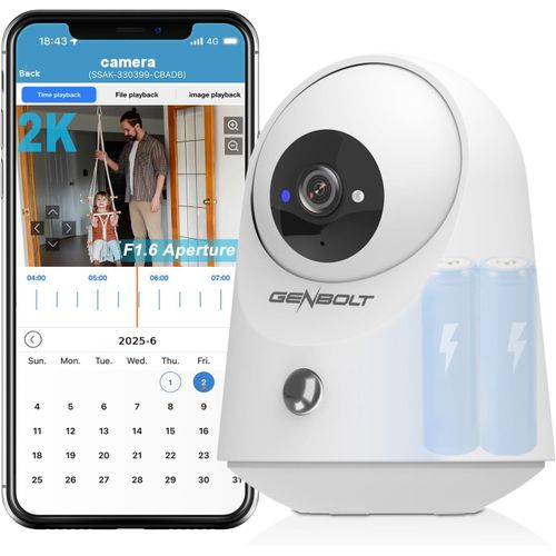 2k Wifi Wireless Indoor Home Security Camera, Pan Tilt Pet Surveillance Camera With 4800mah Battery, Ip Cameras Cctv Nanny Dog Cam Baby Monitor
