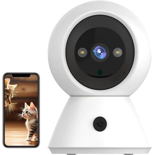 Caméra De Sécurité Intérieure 1080P Hd 360° Wifi Caméras Pour Bébé Audio Bidirectionnel Vision Nocturne Stockage Sur Carte Sd Détection De Mouvement Pour Animal De Compagnie (K11)