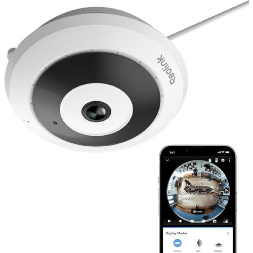 Caméra Fisheye, 2K+ 6Mp Panorama 360°, Caméra De Surveillance Intérieure Wifi 2,4/5Ghz, Détection De Mouvement, Correction De Distorsion, Audio Bidirectionnel, Vision Nocturne Ir, Fe-W Blanc
