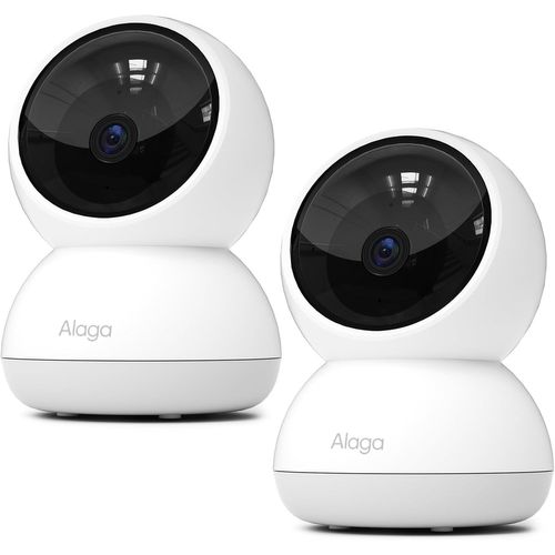 Security Indoor Cam 3K Pan And Tilt, Internal Wifi Camera, Cctv With Ai For Pet Recognition, Voice Assistance, White 2Pack (Includes 3 Months Cloud Storage)