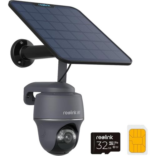 4K Lte Solar Camera With Sim Card, 4G Wireless Outdoor Surveillance Camera, Colour Night Vision, Ai Detection, Pan 355° & Tilt 140°, Go Pt Ultra (Grey) + Solar Panel+32Gb Sd Card
