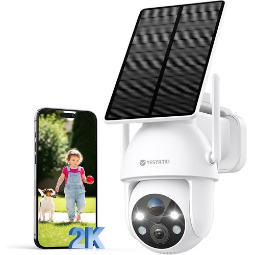 2K Camera Surveillance Wifi Exterieure Sans Fil Solaire, 2.4Ghz Camera Exterieur Solaire Avec Panneau Solaire, 360° Ptz, Vision Nocturne Couleur, Audio Bidirectionnel, Pir Sirène(Blanc)