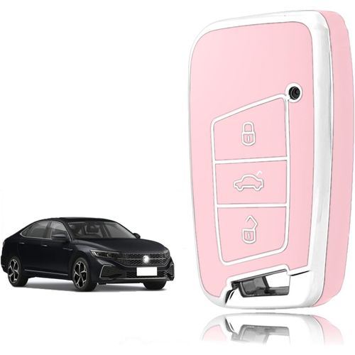Coque Clé,Etui Cles Étui Clés Adapté Pour Vw Volkswagen Passat B8 Golf 7 Tiguan T-Cross Polo Cc Seat Leon Ibiza Skoda Superb Kodiaq,Couvre Clef Cache Cle Voiture Telécommande-Smart Key.[H496]