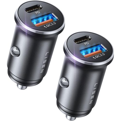 Allume-Cigares Usb C,2-Pack Réserve & 54w Double Ports Rapide,Chargeur Voiture Usb C Sécurisés,Prise Allume Cigare 12v Acev Iphone 16/15 Galaxy S25/S24 Ipad Airpods
