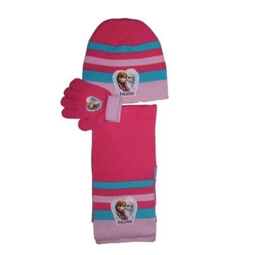 Ensemble Bonnet Gants Écharpe La Reine Des Neiges Rose Clair Bleur