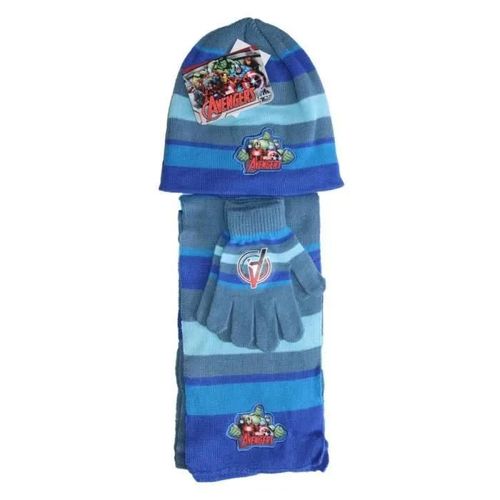 Ensemble Bonnet, Gants Et Écharpe - Avengers - Bleu - 100% Acrylique - Taille Unique - Hiver