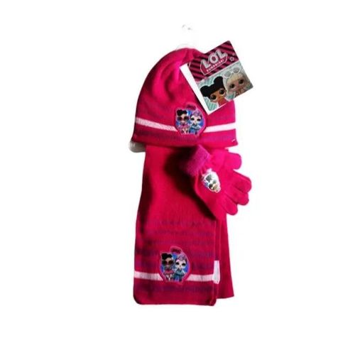 Ensemble - Lol Surprise - Bonnet, Gants Et Écharpe - Taille Unique - 100% Acrylique - Fuschia