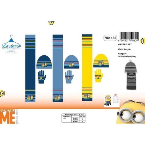 Ensemble Bonnet Gants Écharpes Bleu Foncé Minions