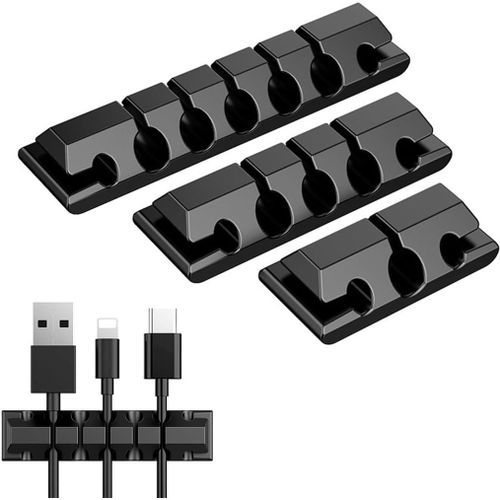 Clips Câble Organisateur Bureau,Lot de 3 Support de Câble,Câble Rangement pour USB Câbles de Chargeur Souris Écouteur TV Bureau Voiture (Noir)