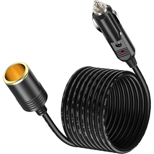Rallonge De Chargeur De Voiture 12 V/24 V-Câble Robuste De 6 M Avec Prise Allume-Cigare-Convient Pour Gonfleur De Pneu,Aspirateur Et Autres Équipements Portables Nécessitant Une Forte