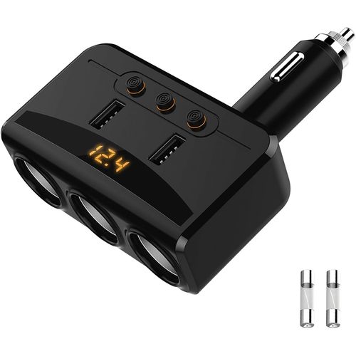 Chargeur Allume Cigare Usb Chargeur Voiture 100w 5 In 1 Multi Prise Allume Cigare 12v/24v Charge Rapide Chargeur Affichage Led Avec Double Ports Usb Interrupteur Indépendant Pour Tablette Phone Gps