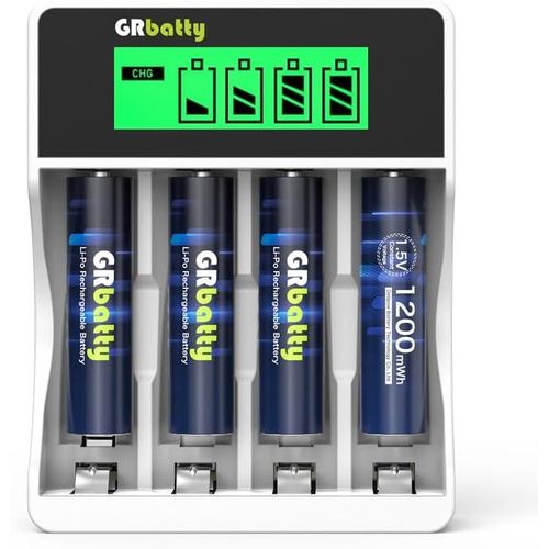 Pile Rechargeable Aaa Lithium 1,5v 1200mwh,Pile Rechargeable Aaa Avec Chargeur 4pcs 1,5 Heures De Charge Rapide 1500 Cycle
