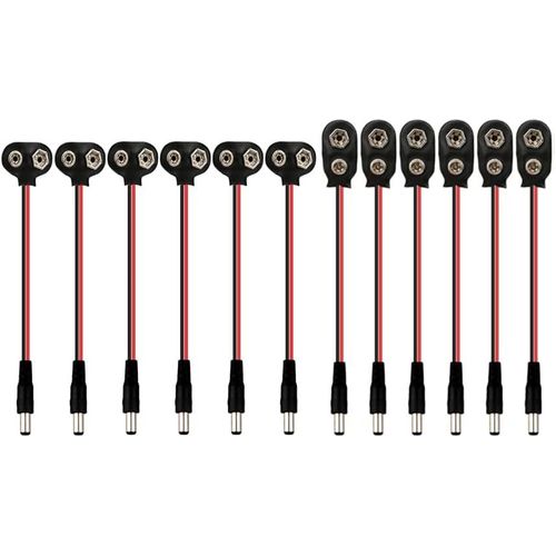12PCS connecteurs de Batterie 9V Connecteurs de Pince de Batterie Connecteur de Clip de Batterie 9V pour LED d'alimentation ou Autre Équipement avec Batterie 9V I&T-Type