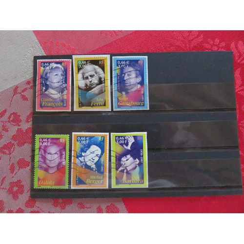 Lot De 6 Timbres Oblitérés "Artistes De La Chanson" - 2001