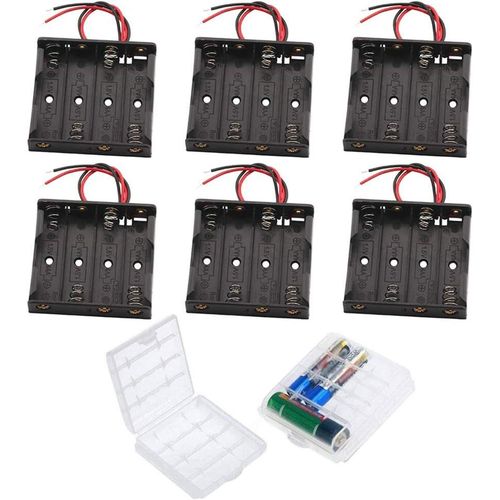 6pcs Aa Support De Batterie,Aa Noir Batterie Stockage Boite Coffre Support,Aa Battery Holder Box Case,4 X 1,5v