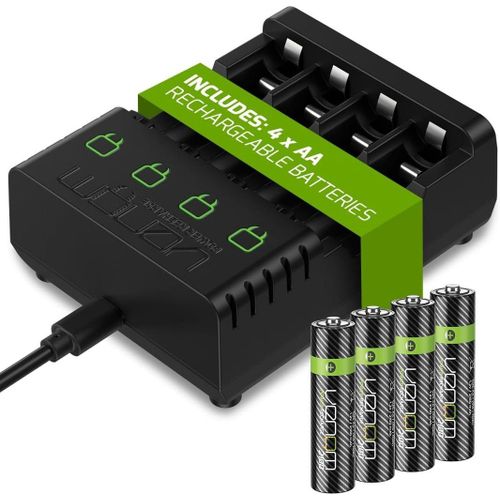 Power Recharge-Station De Charge Plus 4 Piles Aa Rechargeables 2100 Mah