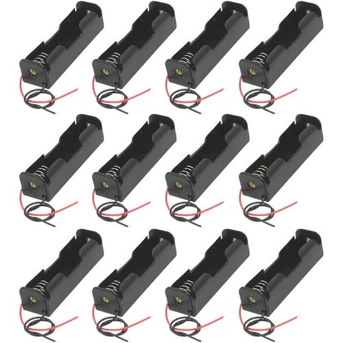 12pcs 3.7 V 18650 Support De Batterie Boîtier En Plastique Boîte De Rangement Avec Wire Leads (1 Gouttes)